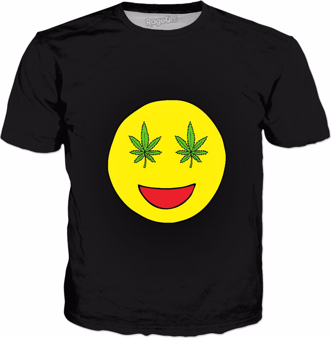 Smiley Weed Eyes Classic Black T-Shirt - Store.ml