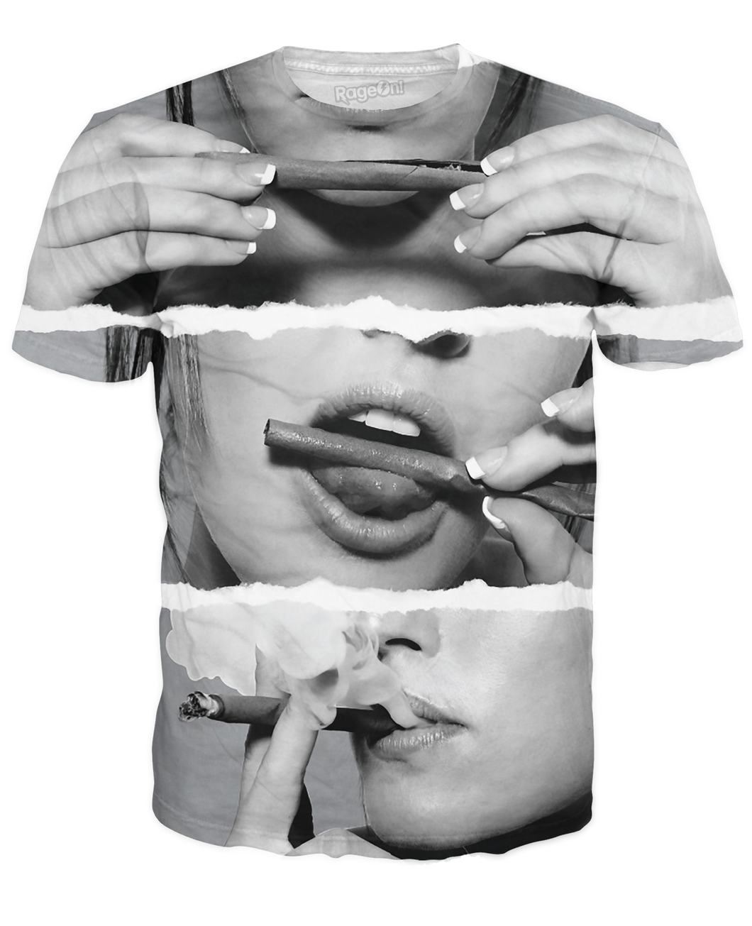 Girl Rolling a Blunt Black and White T-Shirt - Store.ml
